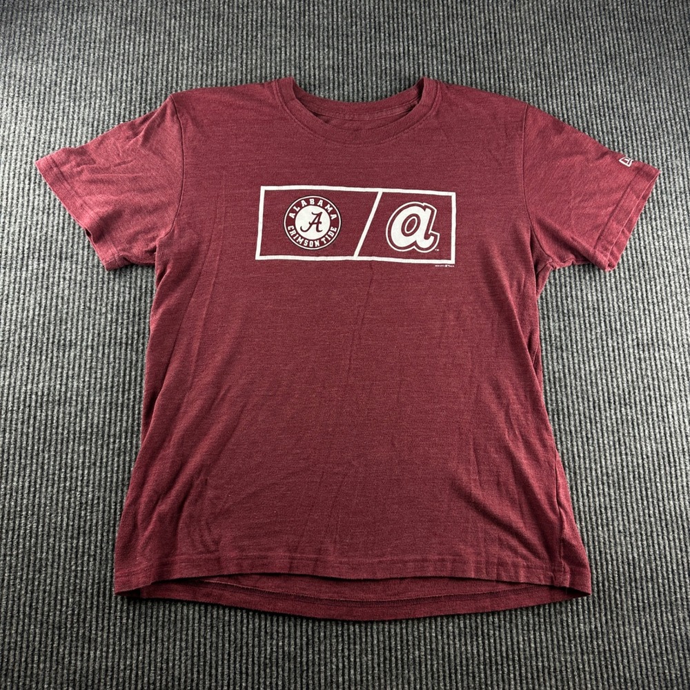 New Era Alabama Crimson Tide Atlanta Braves T-Shirt Mens XL Maroon Short Sleeve